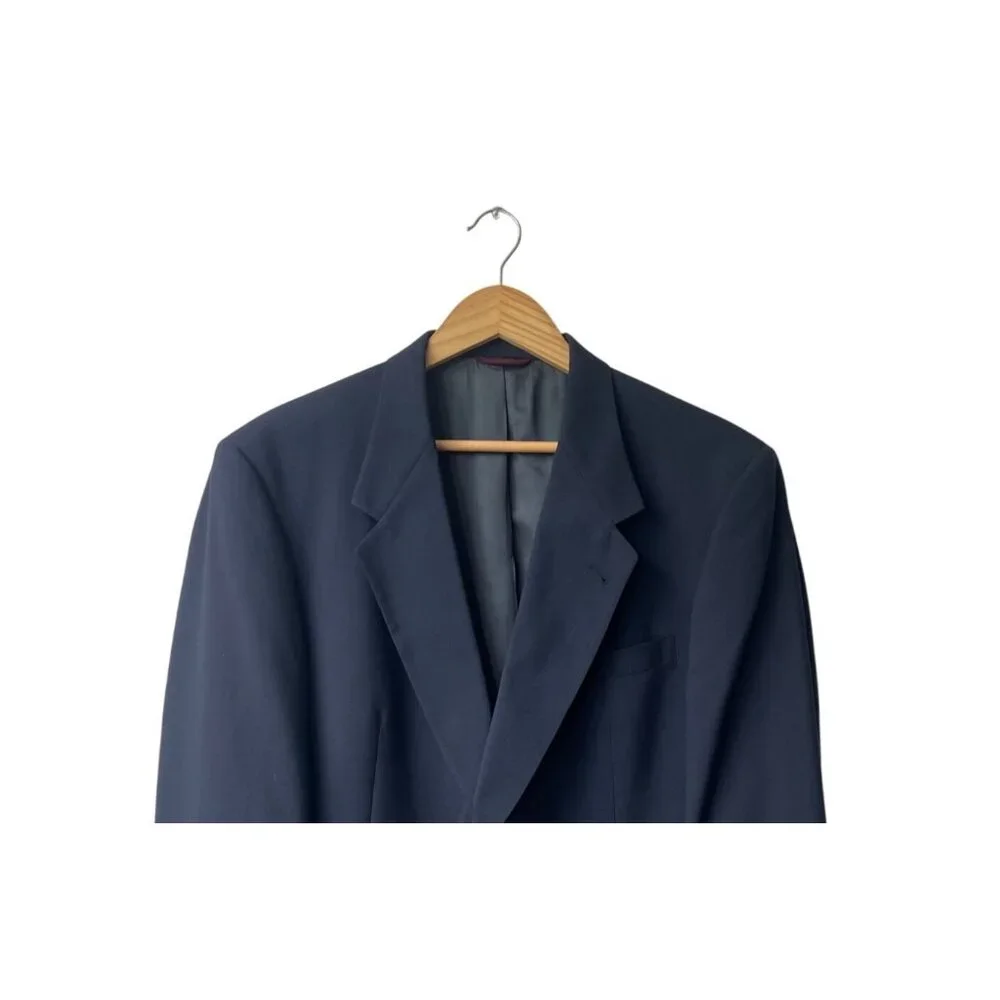 Hart Schaffner Marx Wool Blazer Size 43R Suit‎ Jacket Navy Blue Two Gold Buttons